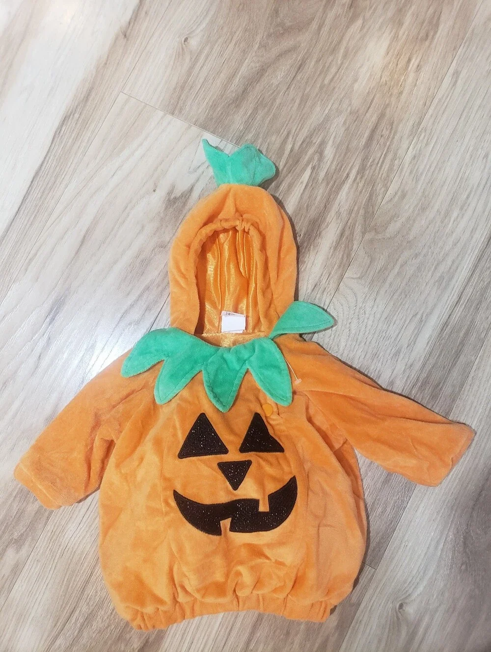 Halloween Pumpkin Costume 0-6 Months Soft Easy On And Off Hooded Orange Black